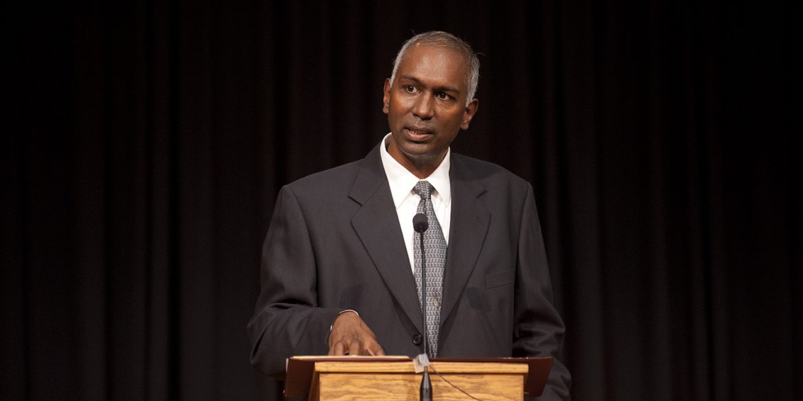 Dr. Joseph Manickam speaks at Hesston College's 2012 Commencement.