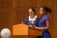 Students read scripture during Homecoming Worship 2016