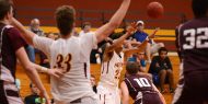 men's basketball action photo