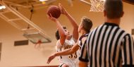 men's basketball action photo
