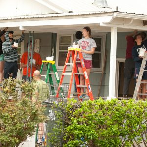 Hesston College students serve in the Hesston community during Larkfest