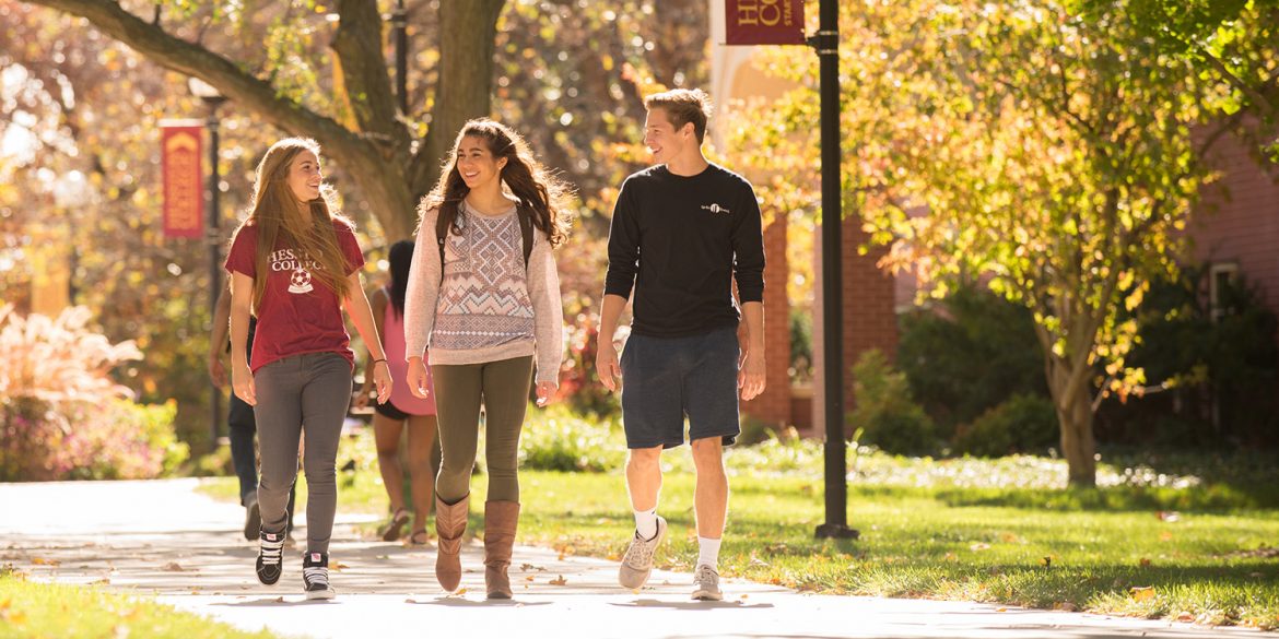 Students walking on campus