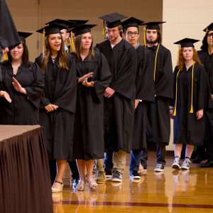Graduates of the class of 2017 wait to receive their diplomas at Commencement.