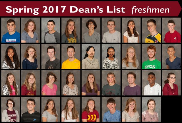 2017 spring dean's list - freshmen