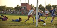 Hesston College women's soccer player Kenzie Johnson scores in a September 9, 2017 match with Pratt Community College.