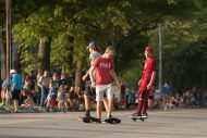 Students at the homecoming parade