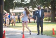 President Manickam greeted competitors as they completed the course.