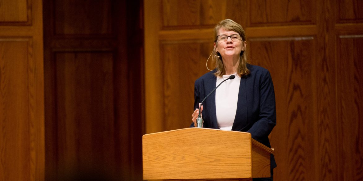 Cynthia Barnett, author of "Blue Revolution," speaks at Hesston Mennonite Church on the Hesston College campus.