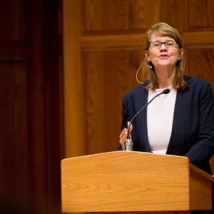 Cynthia Barnett, author of "Blue Revolution," speaks at Hesston Mennonite Church on the Hesston College campus.