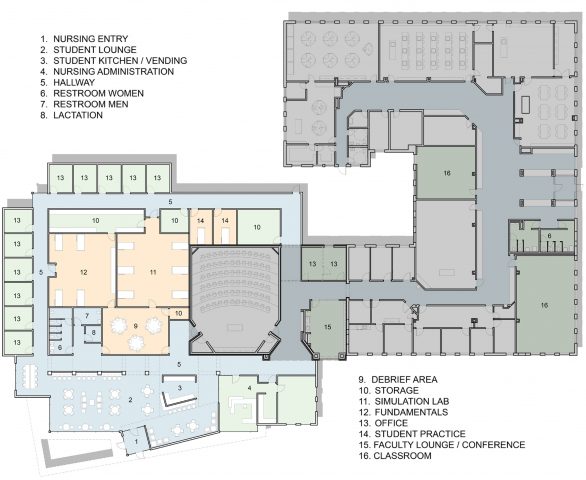 Nursing addition and Charles Hall floor plan