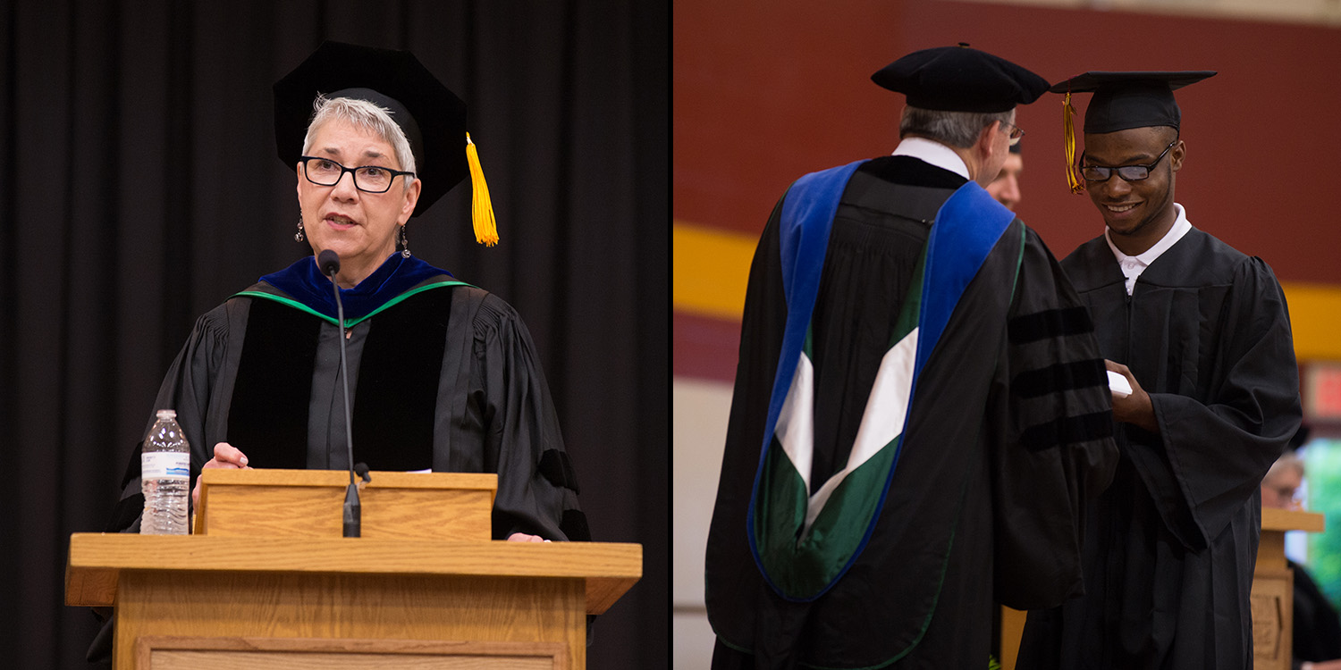 Two photos from 2017 Hesston College Commencement