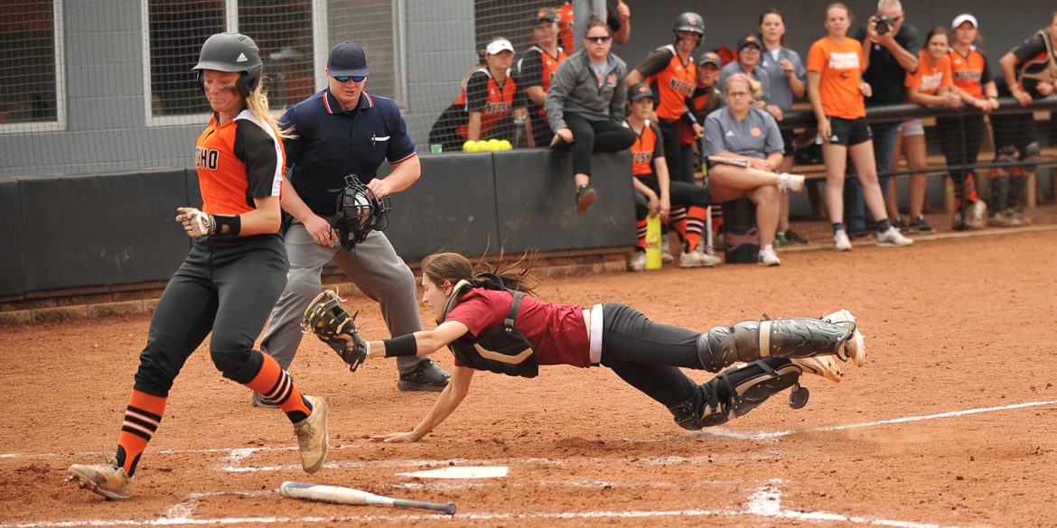 Catcher Ally Steiner couldn't quite tag the Neosho runner as the Larks fell in the playoffs.