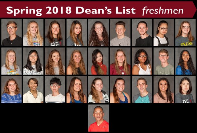 Spring 2018 Dean's List Freshman