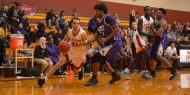 Hesston College men's basketball action photo - Lucas Comfort