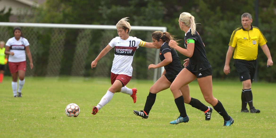 Hesston College women's soccer action photo - Miya Gonda