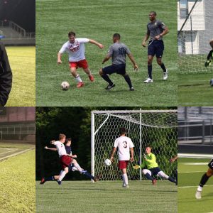 six men's soccer players who signed with the Larks