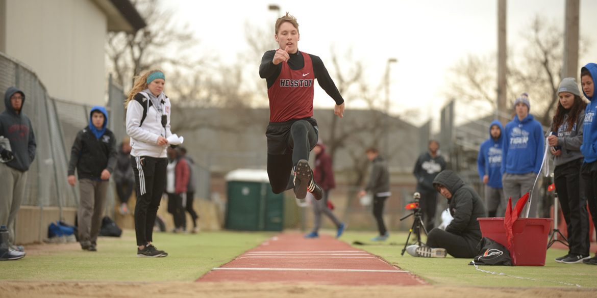 Seth Rudeen competes in triple jump at the Friends meet last spring.