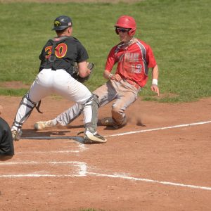 Hesston College baseball action photo