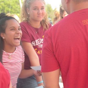 Students getting ready to move into the dorms