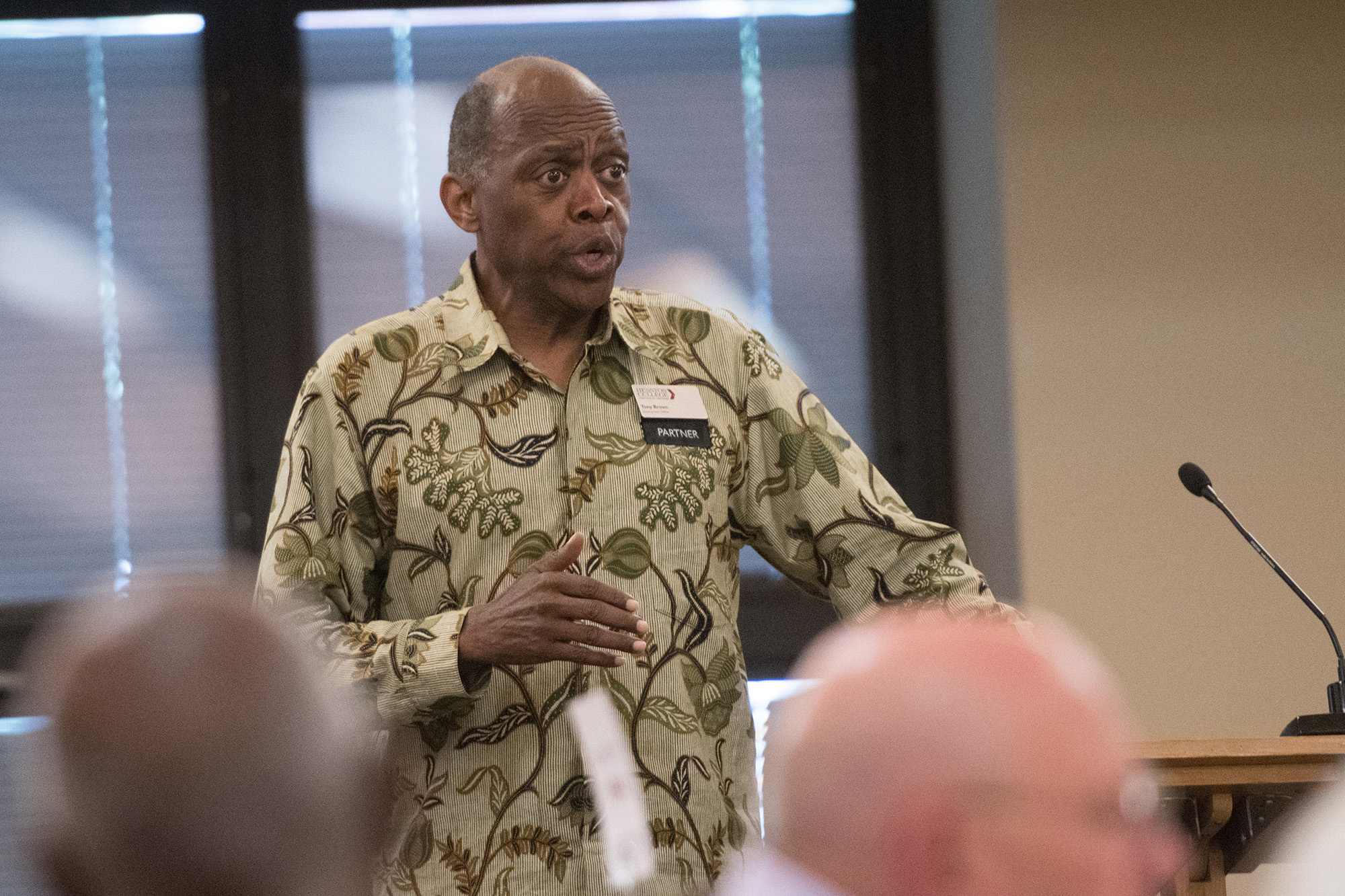 Artist in residence Tony Brown sings a mini concert at the 2019 Golden Gables luncheon.