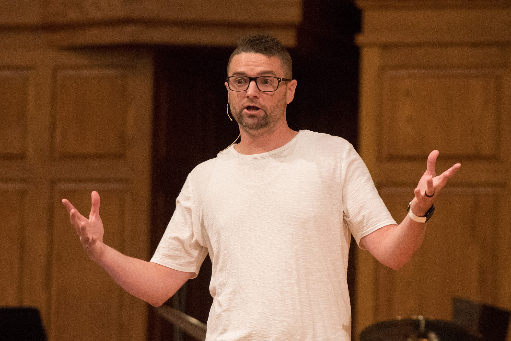 Landon Jordan '03, pastor of New Anthem Church in Park City, Kan., shared the sermon at Sunday morning's worship service.