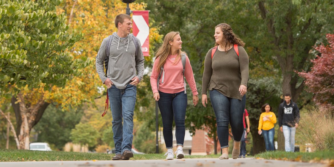 Students walking on campus