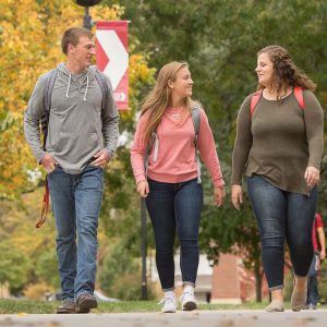 Students walking on campus