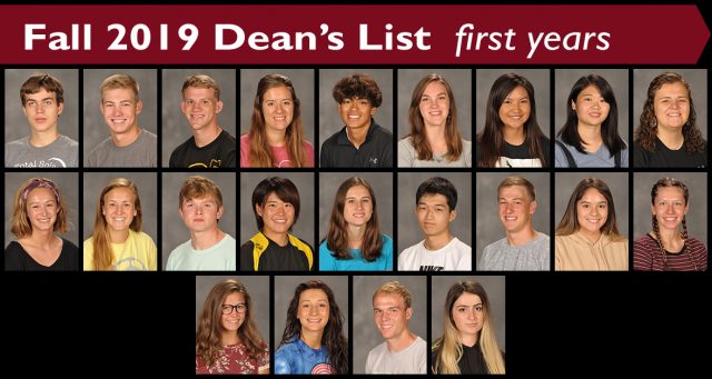 Fall 2019 Dean's List - first-year