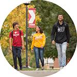 Hesston College students walking on campus