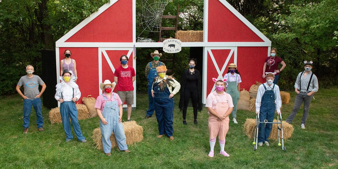 cast and crew photo from the fall 2020 Hesston College Theatre production of Charlotte's Web