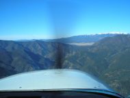 View of mountains from the cockpit