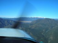 View of mountains from the cockpit