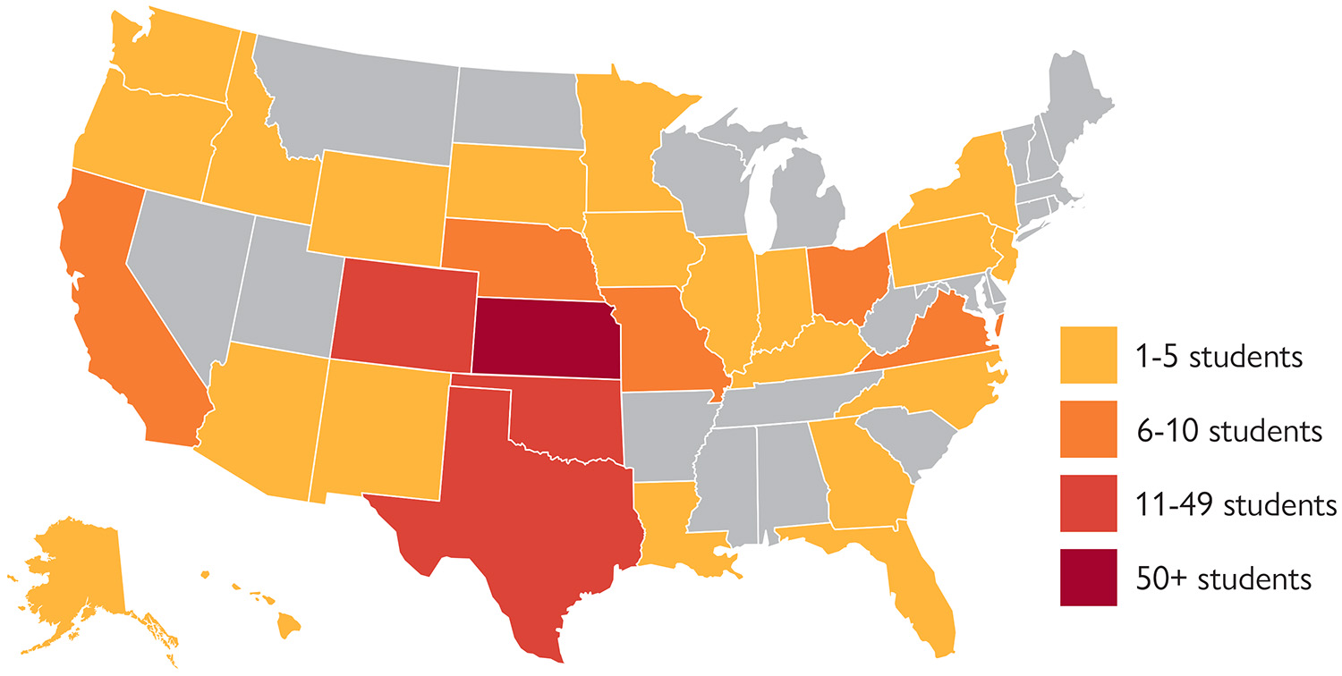 2021 Hesston College enrollment by state