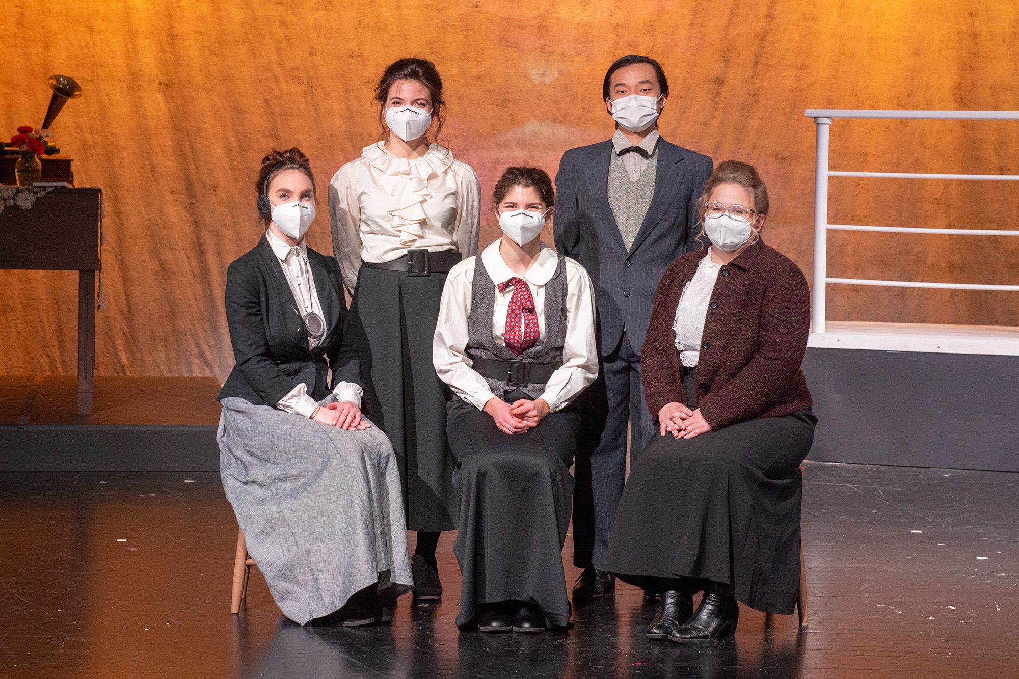Cast photo from Silent Sky, Hesston College spring 2021