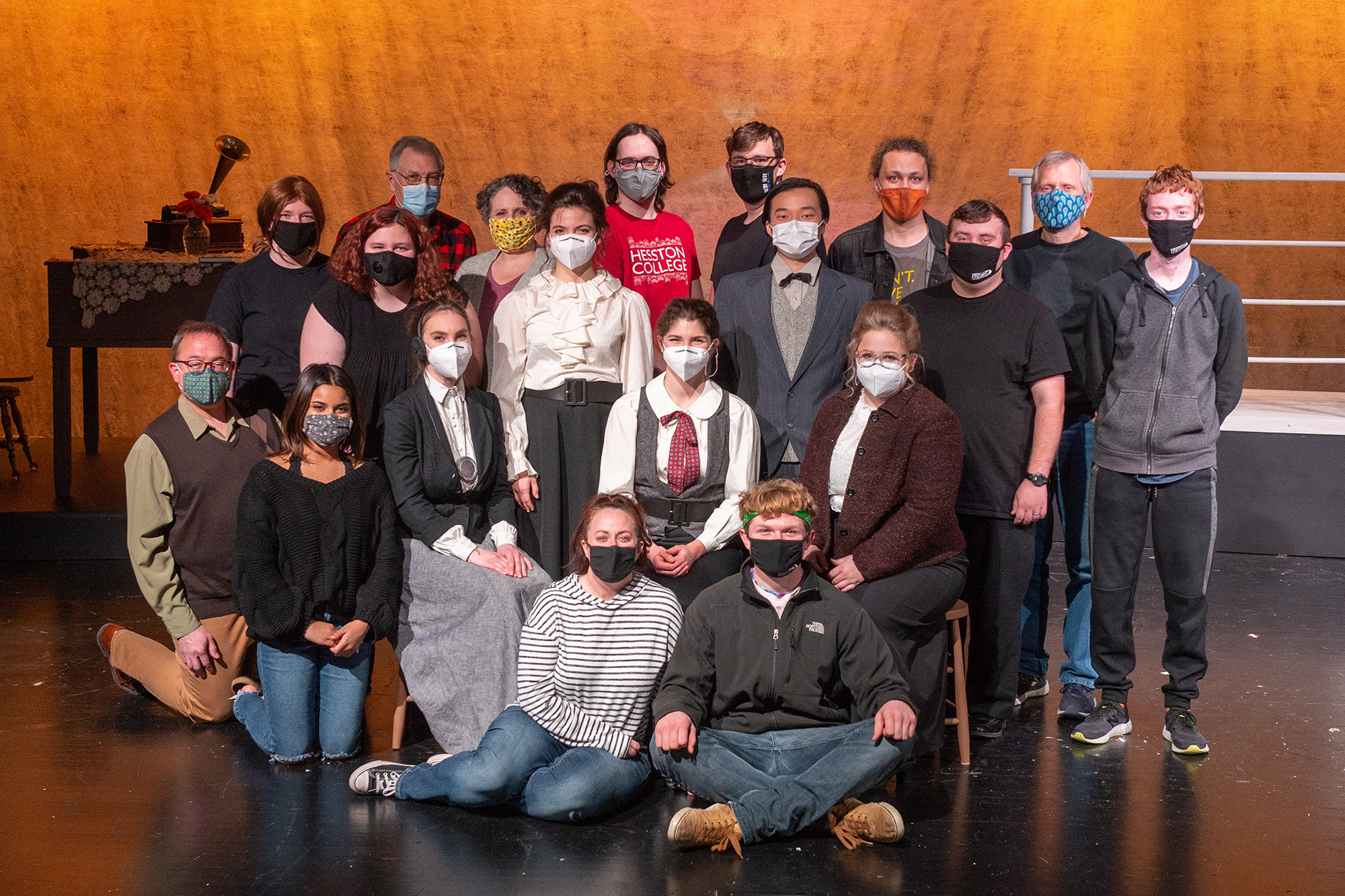 Cast and crew photo from Silent Sky, Hesston College spring 2021