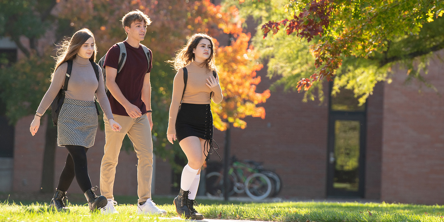 students walking on campus