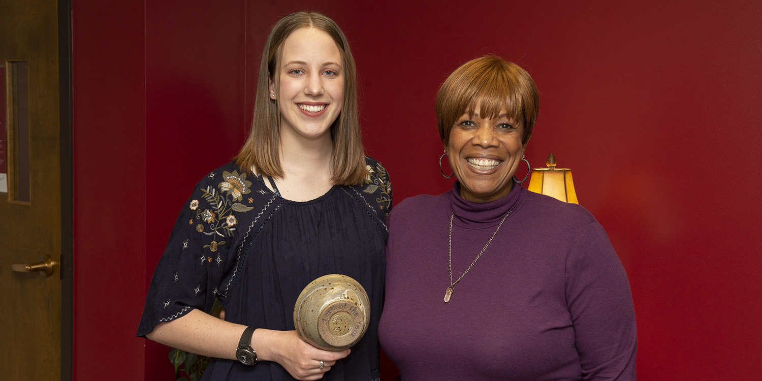 Lark of the Year winner Alisha Dorsing and Vice President of Academics Dr. Carren Moham