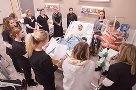 Nursing students practice skills in Bonnie Sowers Nursing Center