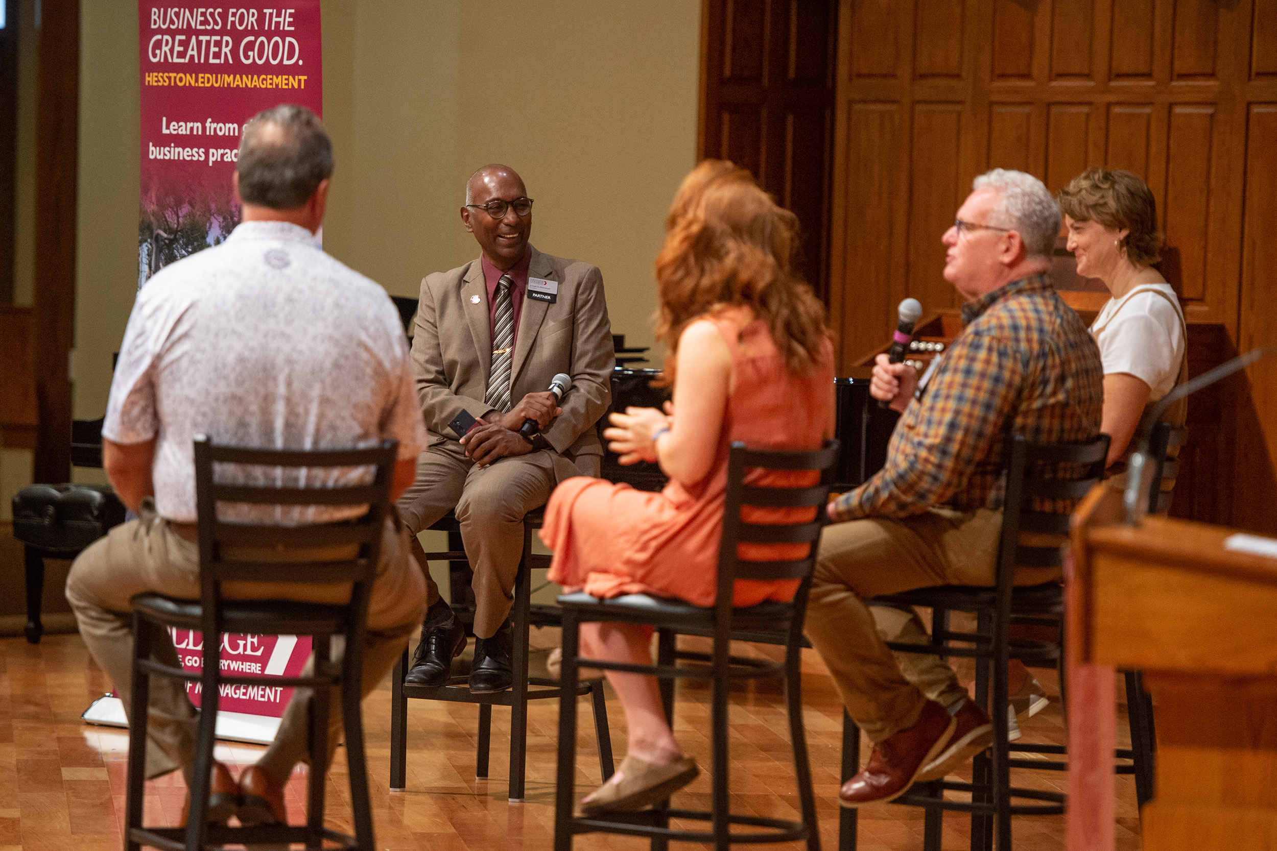 The business alumni panel discussion at Hesston College Homecoming 2022