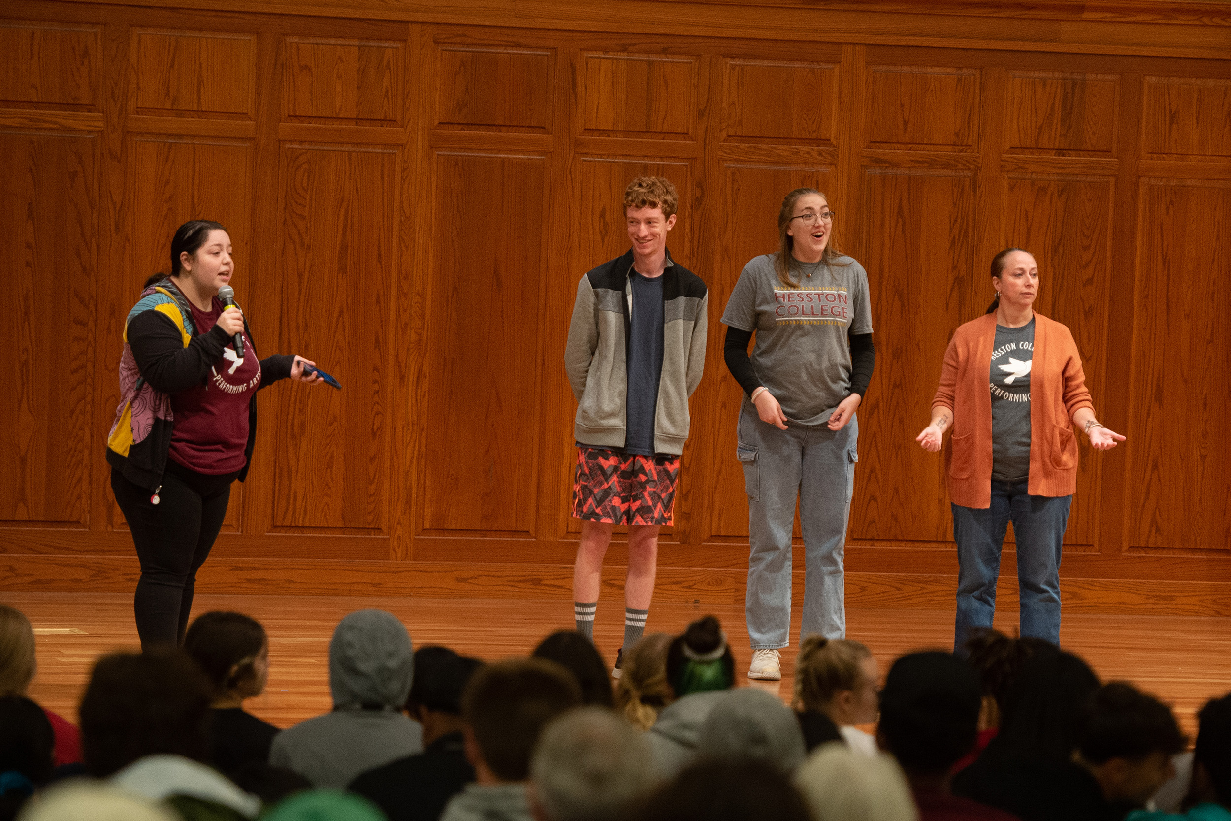 An improv group of theatre students performs at Formation at Hesston College Homecoming 2022