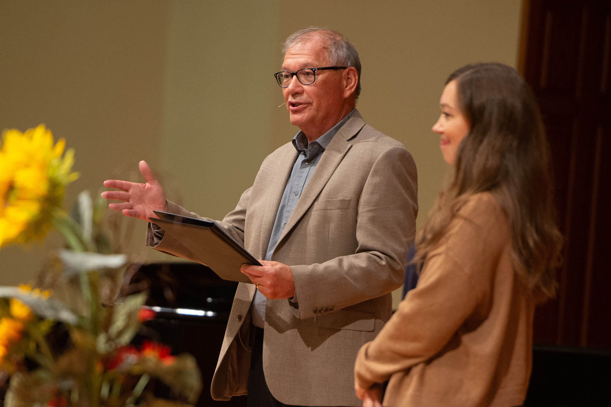 Former President Howard Keim and Talashia Keim Yoder present at Formation at Hesston College Homecoming 2022