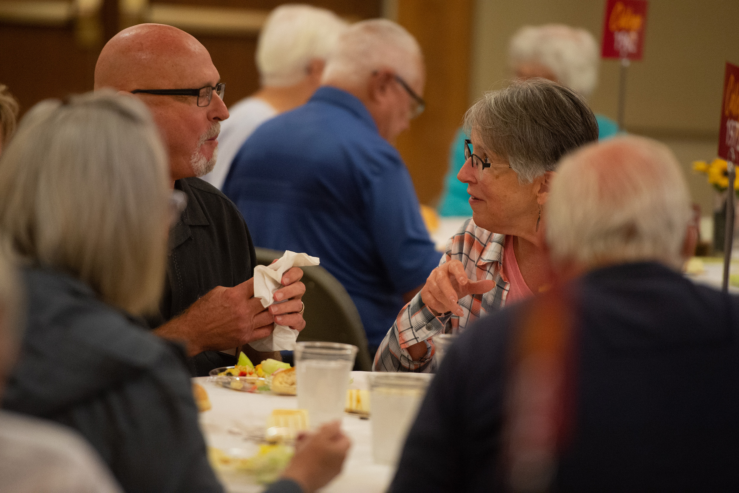 alumni visit at the Golden Gables lunch at Hesston College Homecoming 2022