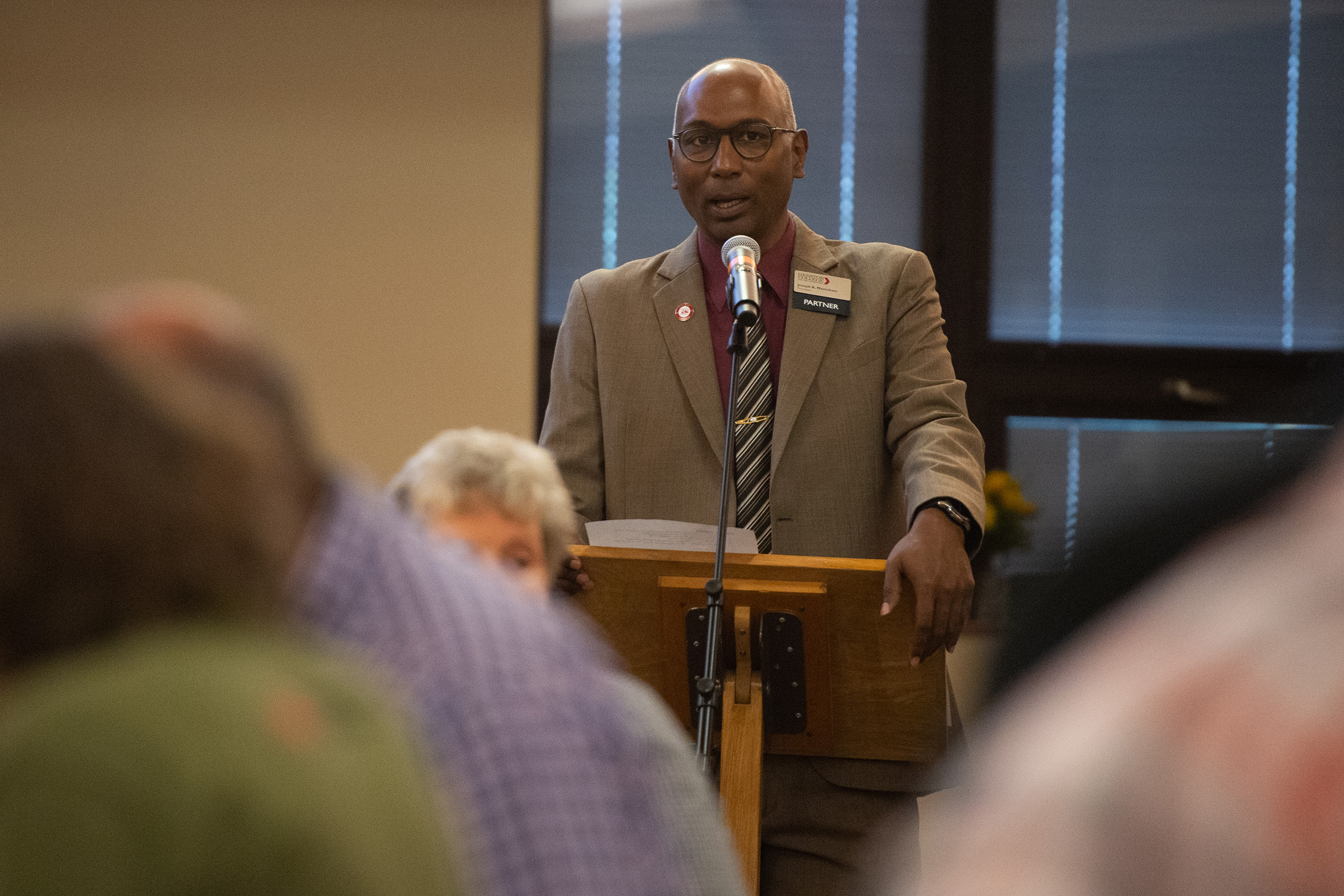 President Manickam speaks at the Golden Gables lunch at Hesston College Homecoming 2022