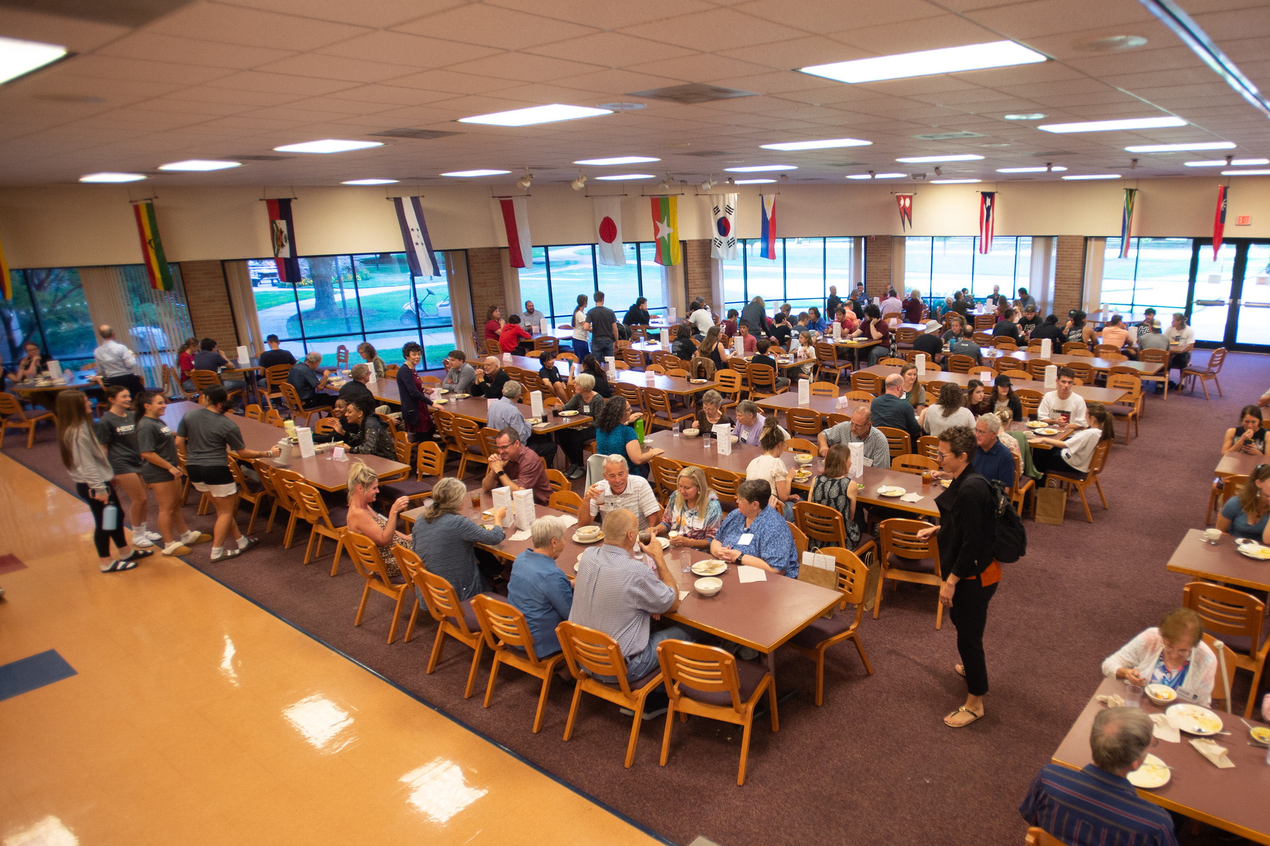 the crowd at the international supper at Hesston College Homecoming 2022