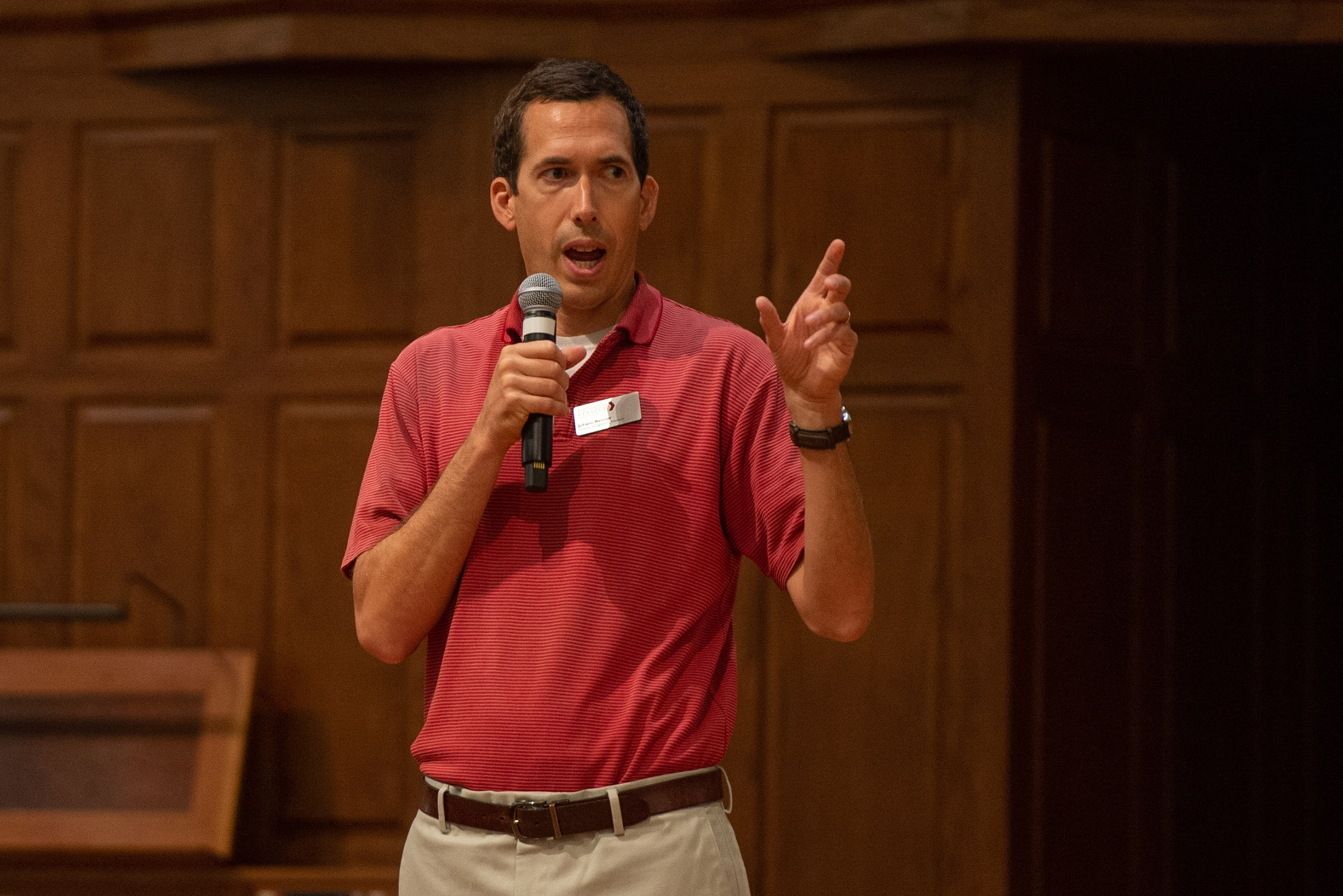 Director of the School of Engineering Johann Reimer speaks at Vision 2025 update at Hesston College Homecoming 2022