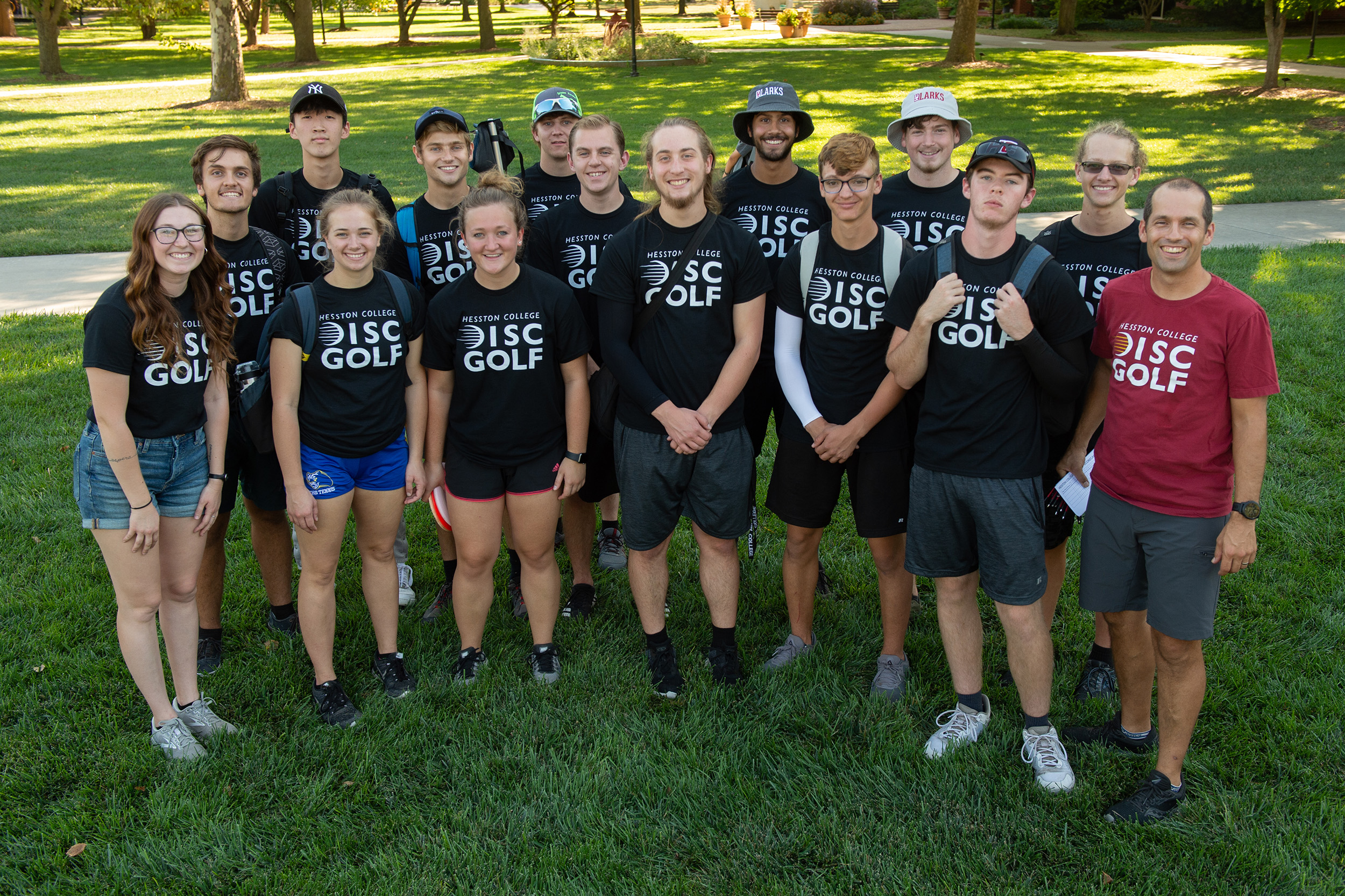 the Hesston College Disc Golf Club team for the 4th annual homecoming disc golf tournament, Hesston College Homecoming 2022