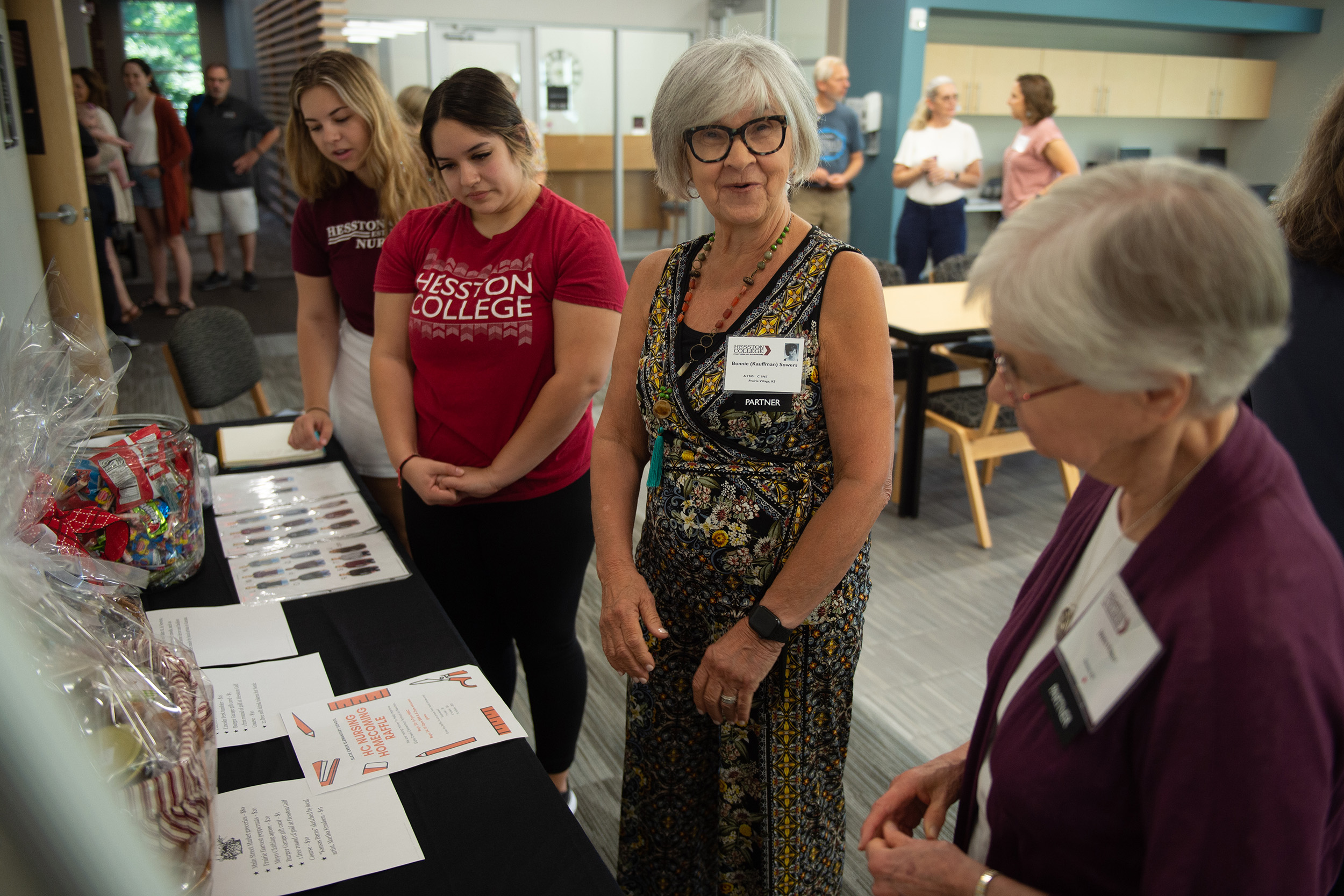 people visiting at nursing affinity reunion at Hesston College Homecoming 2022