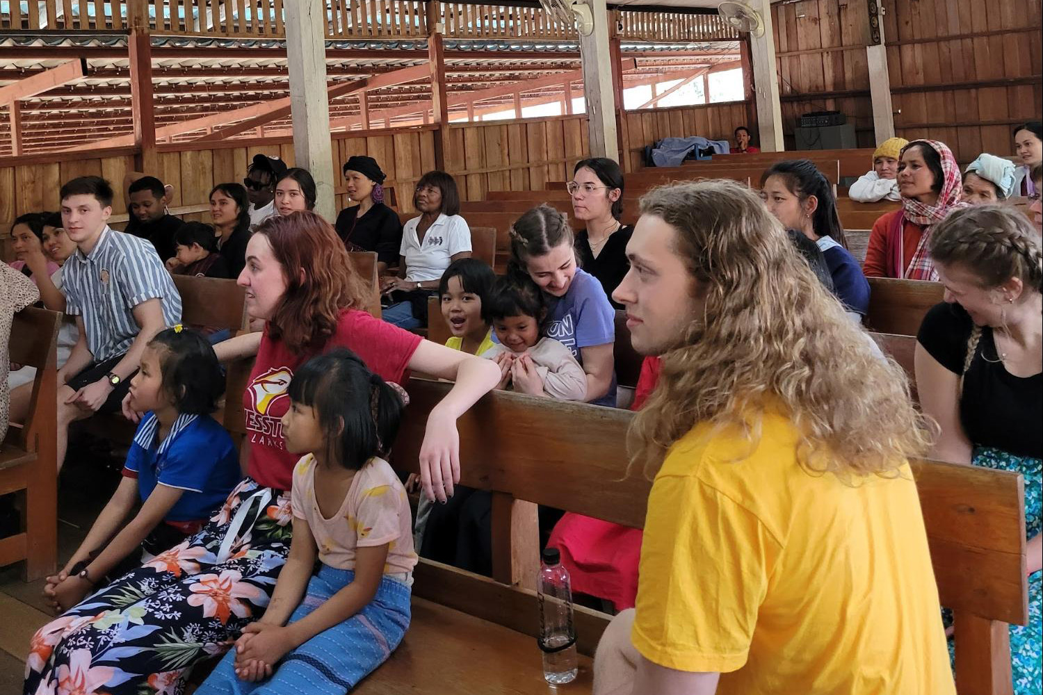 Youth worship and question and answer session in the sanctuary