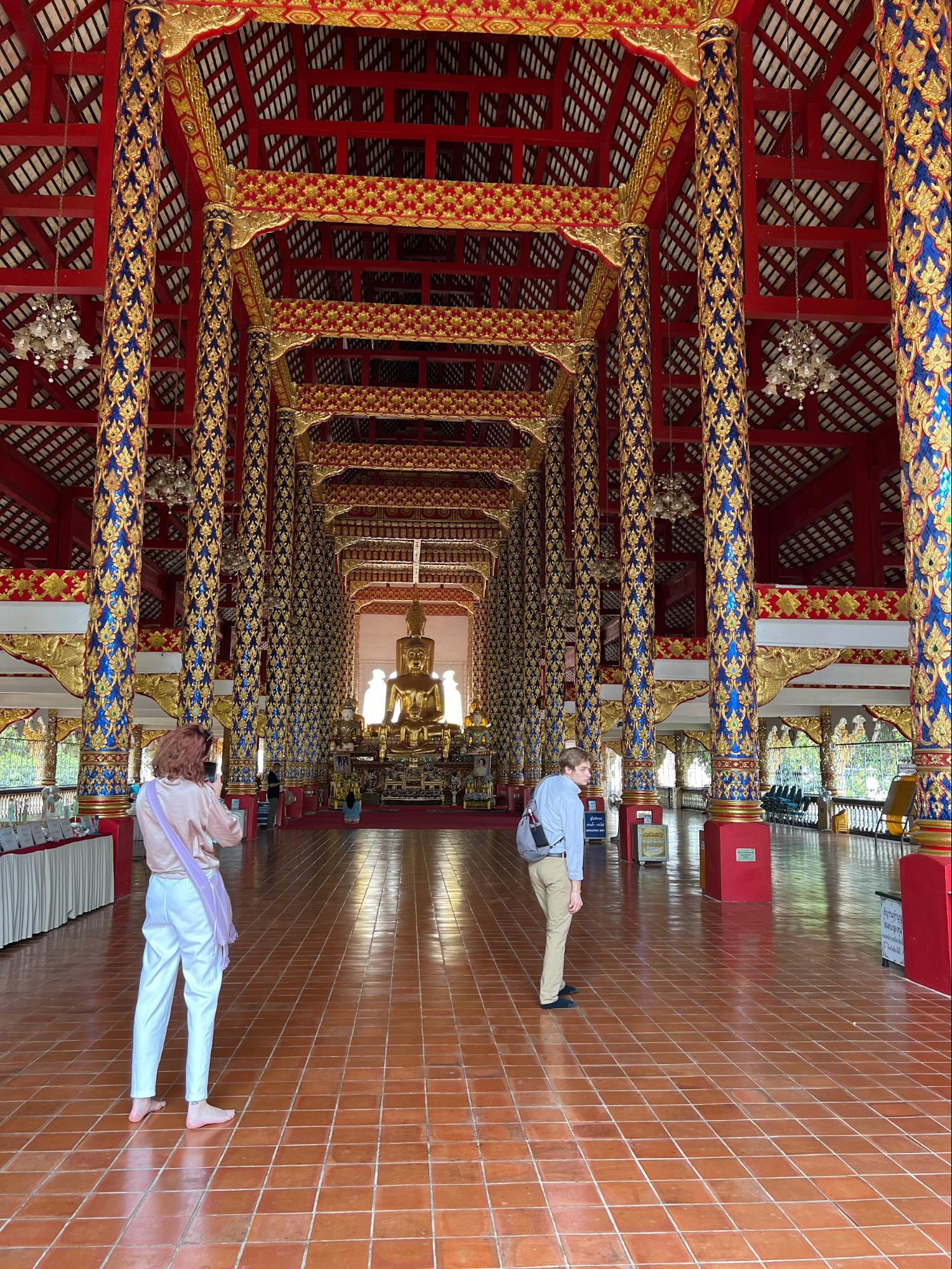 This is the Buddhist temple next to where we had the monk chat. It was very beautiful. They were honoring the royal family on this day.