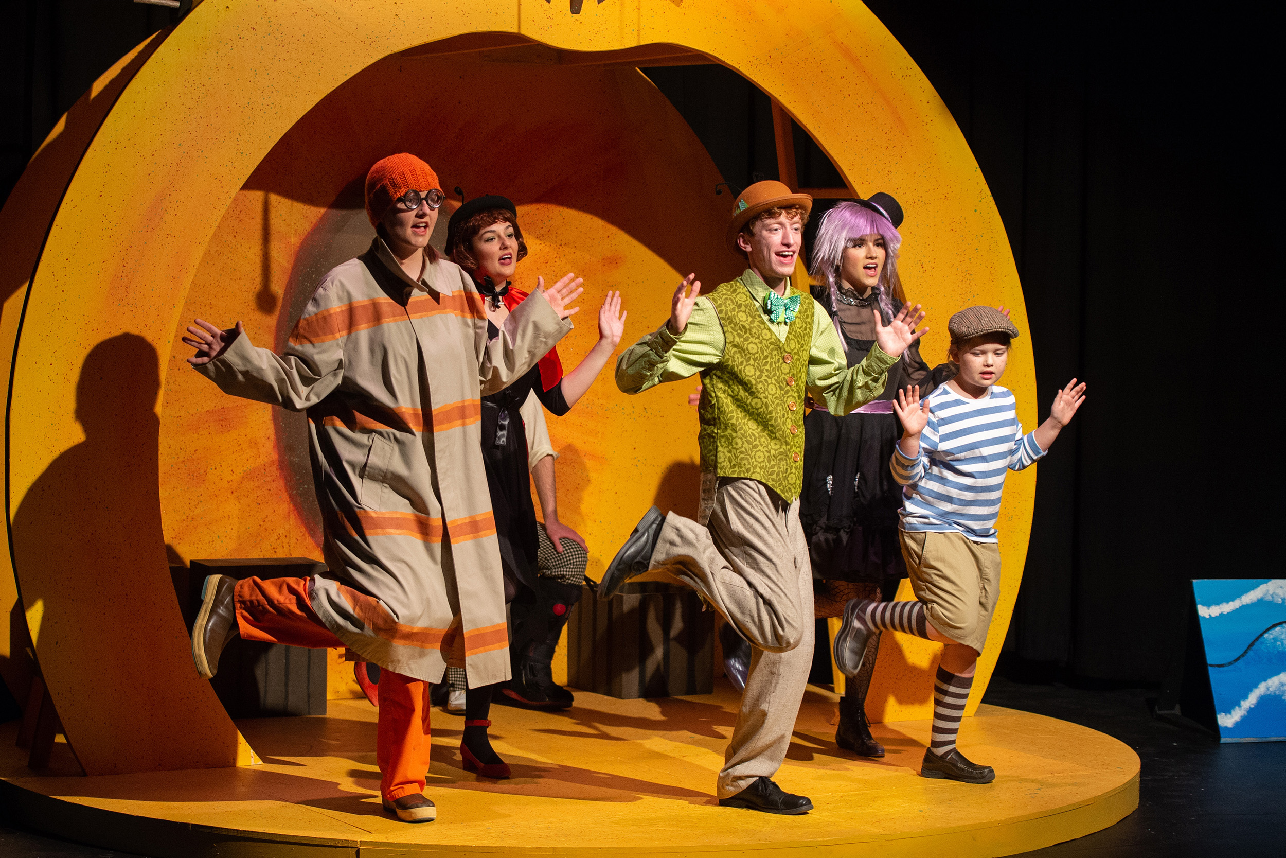 Production photo from Hesston College performance of James and the Giant Peach, spring 2022